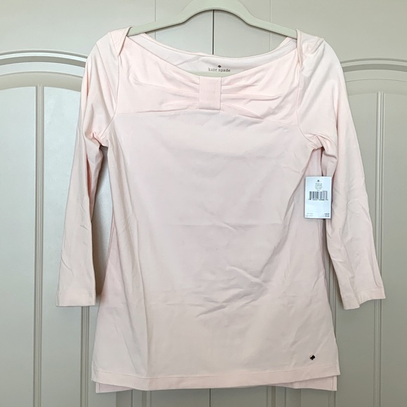 kate spade Tops - Kate Spade Blush Pink Bow Boatneck Tee